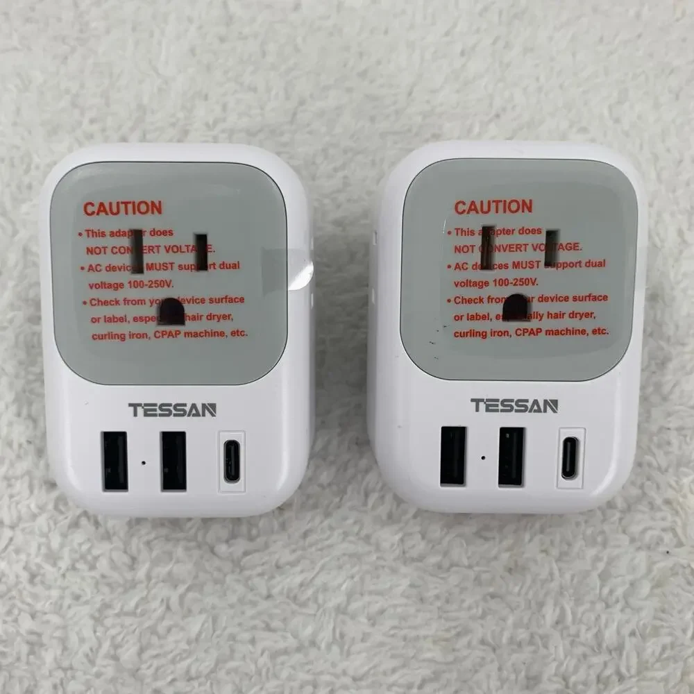 2 Tessan Travel Plug Adapter TS-161-EU-C 4 Outlet/2 USB/1 USB-C US to Europe